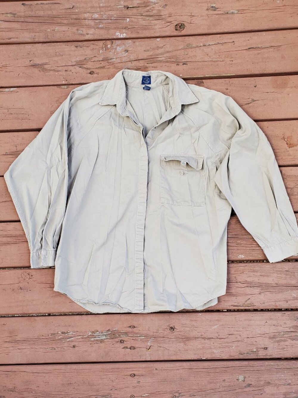 True Vintage Gap Khaki Women's Button Up Shirt - Size L